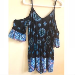 Black & Blue Jumper with Cold Shoulder